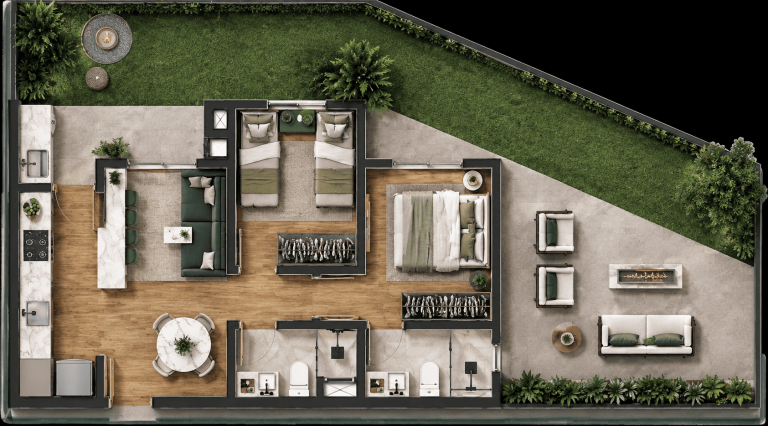 Garden 2 Quartos com Área Privativa de 53m² até 54m² + 51,07² descoberto Final 05